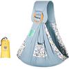 SONARIN Fascia Porta Bebè,Cotone Portabebè Porta Bambino Portantina Bebè Marsupio Neonati Copertina per Allattamento con Anelli Regolabili per Neonati Bambini Fino a 15 kg(Cervo Blu)