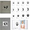 Ai Bei Parent Co. Impronta Mano e Piede Neonato Kit impronta bambino Facile da Usare Set speciali di impronte per le impronte di mani e piedi di neonati Set 14 pezzi con cornice e album fotografico (Grigio)