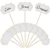 SGERUFZ 50 Pezzi Lavagnette su Stuzzicadenti, Targhette per Scrivere, Accessori Buffet, Etichette per Party, Decorazioni Cupcake, Sandwich (Piccole) (Bianco) (A)