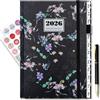 Gumiho Agenda settimanale 2026 da gennaio-dicembre 2026,A5-21,5 × 14,7cm - Agenda Scolastica con Penna,Tasca interna,Schede mensili, Passante per penna - Pelle PU rigida,100g/m²