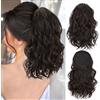 RPAEOY Coda Cavallo Ondulata Ricci Naturali Cordoncino Regolabile Estensione Capelli Sintetici Parrucchino Donna