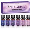 AESHORY Oli Essenziali per Diffusori Bellezza Eterna 6x10ml, Olio Essenziale Naturali Profumate per Aromaterapia Candele Fai Da Te, Massaggio Rilassante, Yoga, SPA, Bagno