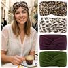 XETHI Set di 4 Fasce Capelli Donna Larghe, Morbide Fasce Elastiche Tinta Unita e Stampa Leopardata, Fascia Antiscivolo per Sport, Trucco e Yoga, Accessori Moda per Capelli Donna e Ragazza