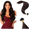 Rich Choices Extension Capelli Veri Cheratina Invisibili e Naturali U Tip Pre Bonded Extension Cheratina Capelli Veri 25 Ciocche 35cm 20g #2 Marrone Scuro