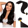 Rich Choices Extension Capelli Veri Cheratina Invisibili e Naturali U Tip Pre Bonded Extension Cheratina Capelli Veri 25 Ciocche 35cm 20g #1B Nero Naturale