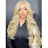 WIGNEE Half Wig - Parrucca da donna 24 pollici a U Part/V Part a capelli lunghi ondulati, biondo cenere, capelli sintetici Ombre come capelli umani, opachi e resistenti al calore, tutti i giorni