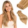 Rich Choices Extension Capelli Veri Tessitura Cucite Capelli Veri Lisci Remy Human Hair 111g 20cm Bundles Extensions Professionali #12/613 Marrone Oro Misto Biondo Chiarissimo