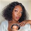 Kerberey Glueless Wigs Perruque Cheveux Humain pas de Colle Pre Cut 5x5 HD Lace Closure Curly Wigs Wear and Go Bob Wig Human Hair Deep Wave Perruque Femme Naturelle Brésilien Bouclée Couleur Naturelle 8 Pouces