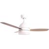 Jocca - Ventilatore da soffitto con luce LED orientabile | Ventaglio bianco imitazione legno naturale | Controllo remoto| 3 velocità | 70W| Temporizzatore| Diametro 106 cm| Funzione Estate e Inverno