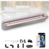 Longrun Kit di Lame a Cascata per laghetto da 90cm, in Acciaio Inox 304, Fontana per Piscina all'aperto con luci Bluetooth LED in 7 Colori e Telecomando, Larghezza 15cm