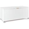 KONTE.DESIGN Baule da Giardino Braga in Alluminio Bianco, con Ruote e Maniglia Effetto Legno