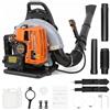 LENJKYYO Soffiatore a Scoppio 63CC 2.7kW, Aspirafoglie da Giardino a Benzina con Tracolla Regolabile, Soffiatore a Batteria Potente Autonomia 1h, Aspiratore Foglie da Giardino 0.3m³/sec