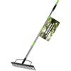 WORKPRO Rastrello ad Arco da Giardino con Manico, Rastrello a 17 Denti, Regolabile e Smontabile (86-165 cm), Rastrello per Foglie in Acciaio per Carichi Pesanti, Ideale per Rastrellare e Livellare