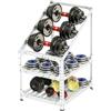 Generico Rastrelliera For Manubri In Acciaio A 2/3 Strati, Espositore For Attrezzature For Esercizi Domestici/palestra, Spaziatura Regolabile, Capacità Di Carico 100 Kg, For Kettlebell(White,67.5x45x37.5cm)