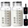 Neptuiby Bottiglie per la conservazione del latte in vetro da 2 pezzi Tazza in vetro borosilicato a tenuta stagna da 12 once con coperchio, bilancia e custodia Bottiglia per il latte adatta al microonde pe