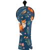 CHIFIGNO Cute Fox Floral Blue Golf Club Copritesta per uomo donna PU pelle mazza da golf con etichette numeriche per driver ibrido in legno