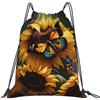 Generic Zaino con Coulisse Sunflower Butterfly Sacca da Palestra Impermeabile Drawstring Backpack Leggero Borsa con Coulisse per Viaggi Unisex Spiaggia