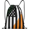 Generic Zaino con Coulisse Irish Flag Drawstring Backpack Pieghevole Sacchetta Sportiva Leggero Sacca da Palestra per Scuola Unisex Spiaggia