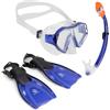AQUASTIC Set da Snorkeling per Bambini SHELLY 3in1 27/32 Maschera Tubo Snorkel e Pinne Colore Azzurro Maschera Regolabile Ideale per Mare Immersioni Vacanze Impermeabilità e Comfort