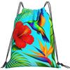 Generic Zaino con Coulisse Tropical Hummingbird And Hibiscus Flower Drawstring Backpack Leggero Sacca da Palestra Impermeabile Sacchetta Sportiva per Viaggi Unisex Vacanze