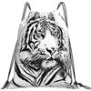 Generic Zaino con Coulisse Black And White Tiger Sacca da Palestra Pieghevole Borsa con Coulisse Grande capacità Drawstring Backpack per Viaggi Unisex Scuola