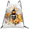 Generic Zaino con Coulisse Bee Flower Borsa con Coulisse Grande capacità Drawstring Backpack Resistente Sacchetta Sportiva per Viaggi Scuola Vacanze