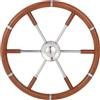 shenruifa Volante per barca con manico in legno di teak, telaio centrale a 6 raggi in acciaio inox, volante di ricambio per timone da 5/8 con albero conico