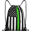 Generic Zaino con Coulisse Thin Green Line Flag Borsa con Coulisse Impermeabile Sportiva Zainetto Grande capacità Drawstring Backpack per Spiaggia Viaggi Vacanze