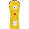 CHIFIGNO Copri mazze da golf giallo con simpatico gatto in stile cartone animato per donne e uomini in pelle PU coperture per mazze da golf con etichette intercambiabili per driver in legno ibrido
