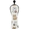 CHIFIGNO Coprimazza per mazze da golf, con simpatici gatti in stile cartone animato, beige, con etichette intercambiabili, per conducente, in legno ibrido, unisex, in pelle PU