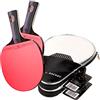 uoXHFdh Racchetta da ping pong in gomma e carbonio con prestazioni di livello superiore, approvata dall'ITTF, confezione 1, manico corto, racchetta(1 Pack,Long handle)