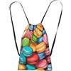 DUWAA Macaron Biscuit aromatizzato stampa coulisse zaino pieghevole String Bag Cinch Bag Beach Bag Travel Backpack Anti Tear Gym Bag