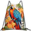 Generic Zaino con Coulisse Colorful Parrots On Branch Sacca da Palestra Pieghevole Borsa con Coulisse Grande capacità Drawstring Backpack per Spiaggia Viaggi Scuola