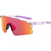 Texvora Occhiali da sole polarizzati da ciclismo, occhiali fotocromatici per sport all'aperto, montatura viola, design leggero con protezione dal vento, lenti TAC, lente larga 6,9 cm, 24,4 g, per