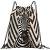 Generic Zaino con Coulisse Black And White Zebras with Stripe Sacca da Palestra Leggero Borsa con Coulisse Resistente Drawstring Backpack per Unisex Spiaggia Scuola