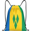 Generic Zaino con Coulisse Flag of Saint Vincent And The Grenadines Borsa con Coulisse Leggero Sacchetta Sportiva Grande capacità Sacca da Palestra per Vacanze Spiaggia Scuola