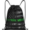 Generic Zaino con Coulisse Thin Green Line Flag Sacchetta Sportiva Pieghevole Borsa con Coulisse Resistente Drawstring Backpack per Viaggi Spiaggia Unisex