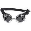 Eleage Occhiali vintage in ABS, stile steampunk, antivento, per attività all'aperto, colore nero, rosso, bronzo (argento chiaro)