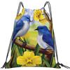 Generic Zaino con Coulisse Blue Bird And Yellow Flowers Sportiva Zainetto Resistente Sacca da Palestra Grande capacità Sacchetta Sportiva per Viaggi Scuola Vacanze