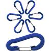 OUTDOOR SAXX 6 moschettoni in alluminio, moschettoni a clip, moschettoni, 5 cm, confezione da 6 pezzi, blu