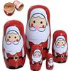 Peosaard Matrioska di Natale, Bambole di nidificazione Russe di Natale Matrioska di Babbo in Legno Decorazione Natalizia 5 Pezzi, Bambola di nidificazione Russa di