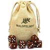 Waldfelsen 6, 12, 20, 30 o 50 dadi di alta qualità, dimensione standard 16 mm, dadi in acrilico, dadi da gioco a 6 facce, set di accessori da gioco con sacchetto in tessuto (Marrone, 6 pezzi)