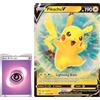 BB-Toy-Trades PKM Carta collezionabile XXL Black Star Promo Carta Pikachu V SWSH198 - INGLESE - Fullart Holo Mega Jumbo Oversize carta singola con custodia BB-Toy-Trades (Pika V 198 EN)
