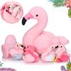Skylety 6 Pezzi Animale di Peluche Fenicottero 20 Pollici Fenicottero Ripieno di Mamma con 4 Flamingo e 2 Uova Fenicottero Rosa per Decorazione San Valentine Natale