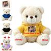 FAHOXUMR Orso Peluche Personalizzato Con Foto E Testo Per Coppie, Orso Bianco Morbido Da 20 cm Con Abbigliamento Per San Valentino Natale Anniversario E Laurea