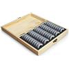 Szaerfa Custodia Portamonete da 50 Pezzi con Scatola portaoggetti in Legno, Capsule Portamonete Rotonde, Portamonete commemorativo, Portamonete espositore per Forniture per la Raccolta di Monete