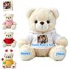 FAHOXUMR Orso Peluche Personalizzato Con Foto E Testo Per Coppie, Orso Bianco Morbido Da 20 cm Con Abbigliamento Per San Valentino Natale Anniversario E Laurea