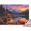 DAFUfbw Lake Cabin Campfire Puzzle for Adulti 1000 pezzi Recyclable Rustic Wilderness Senior Puzzles Impossible Hard Difficult Stimolante Relieve Senile Dementia Activity 38x26cm/1000pcs