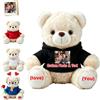 FAHOXUMR Orso Peluche Personalizzato Con Foto E Testo Per Coppie, Orso Bianco Morbido Da 20 cm Con Abbigliamento Per San Valentino Natale Anniversario E Laurea