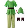 ReliBeauty Carnevale Halloween Costume Bambini Ragazzo Verde con Cappello,5-6 anni